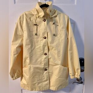 Vintage Yellow Blair Hooded Button Up Preppy Raincoat Jacket 90s Nautical Style